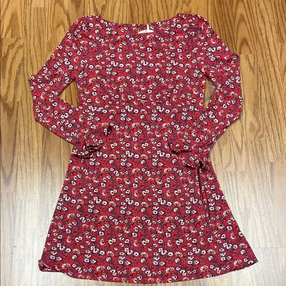 Free People Red Floral Midi Dress Size Medium