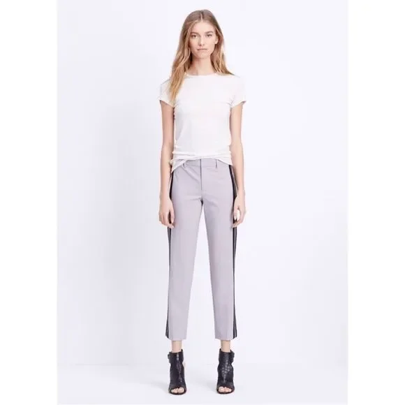 Vince Women's Lilac Black Triple Striped Wool Stretch Trouser Pants Size 0