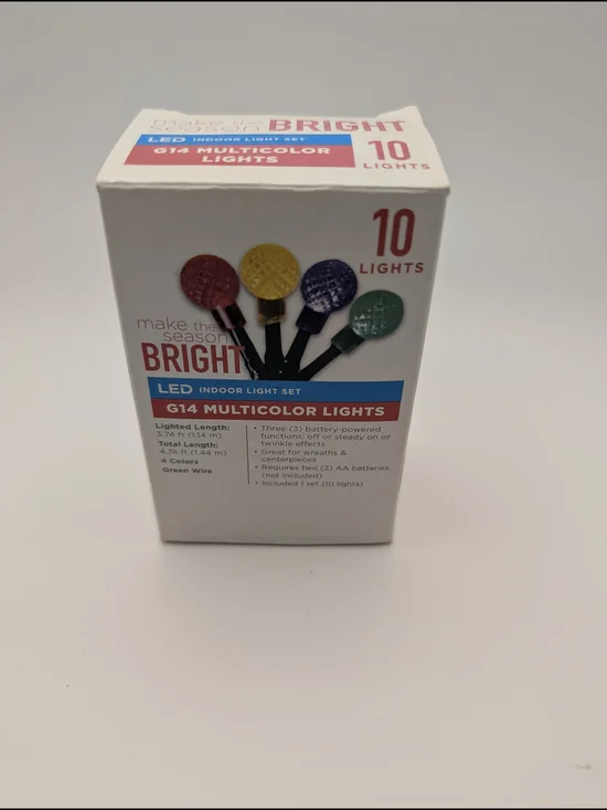 Make The Season Bright Battery Operated Mulitcolor G14 Led 10 Light Set New