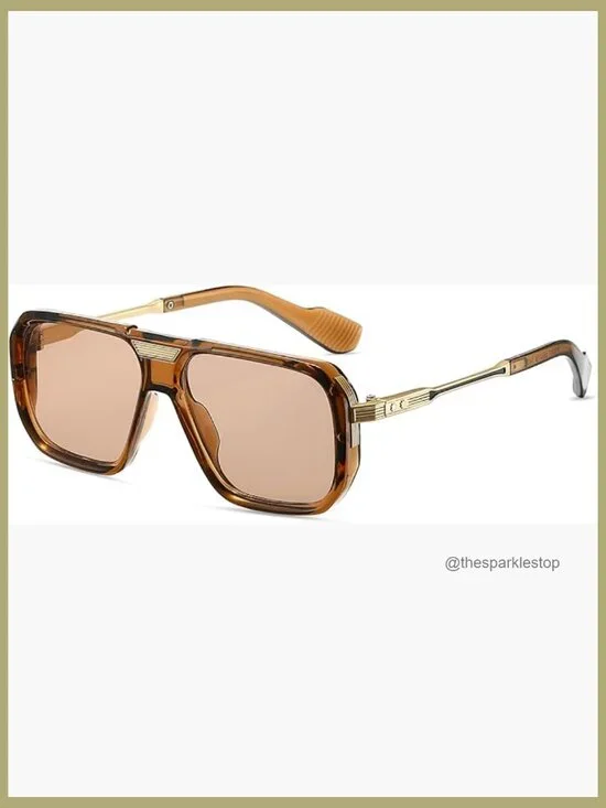 Vintage Retro Rectangle Sunglasses Chunky Frame Square Sunglasses UV400