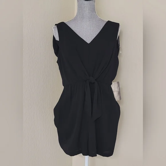Lily Rose Black Romper V Neck & Back, Women's, Size M