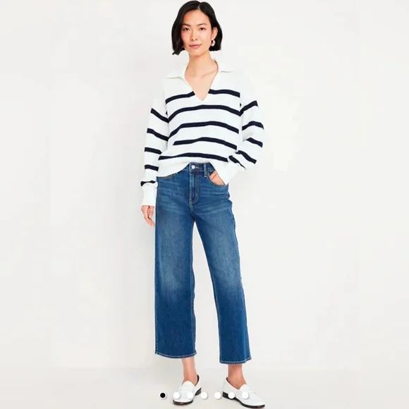 Old Navy Women's High-Waisted Wow Crop Wide-Leg Jeans Size 8 Tall