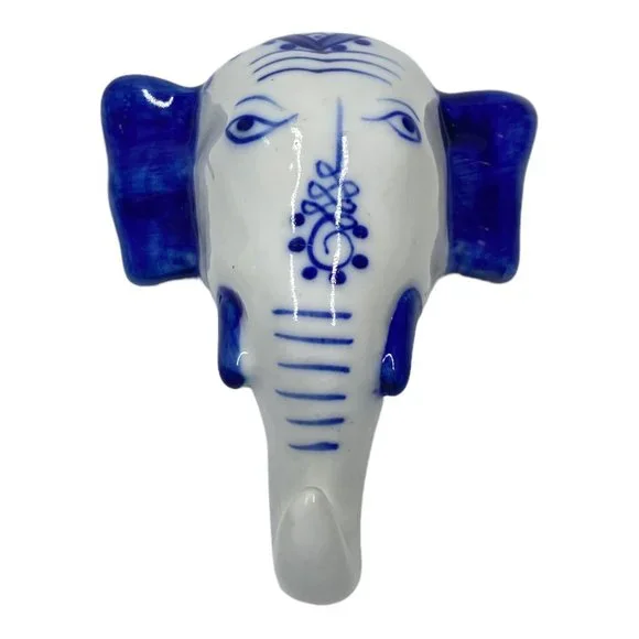 Ceramic Royal Indian Elephant Head Hook