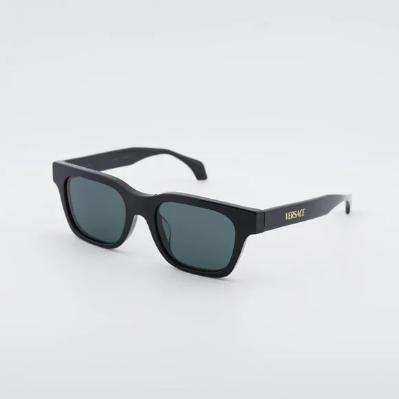 Versace VE4486F GB1/87 Sunglasses Shiny Black Square Frame, Dark Grey Lenses