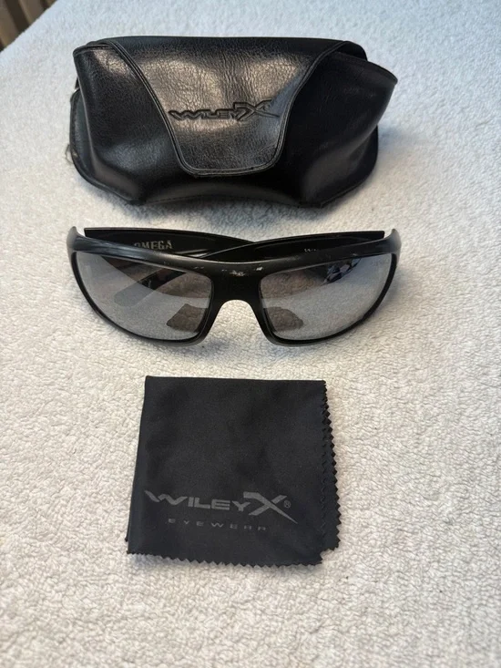 Wiley X Omega Black Tactical Wrap Sport Shock Designer Sunglasses