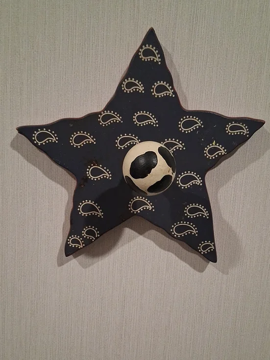 Handcrafted Navy Blue Star Wall Decor with Cream Accent