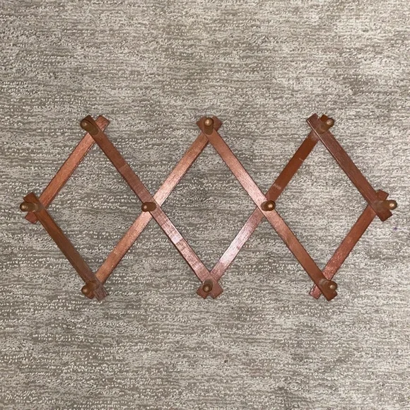 Vintage Wood 10 peg Coat Rack Wall Hanger