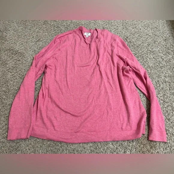 J. Crew Teddie Cotton Pink Lightweight Crewneck Sweater Women's Plus Size 3X