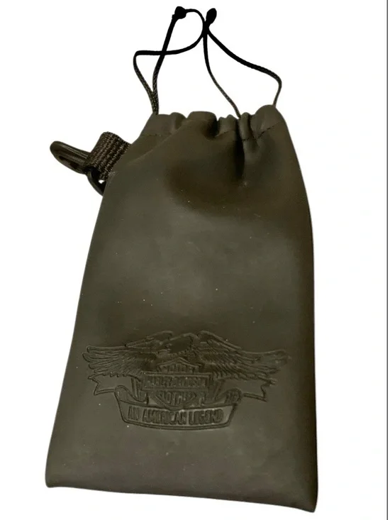VTG Harley Davidson Black Drawstring Glasses Sunglasses Pouch Embossed Logo