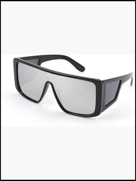 Rectangle Oversized Shield Sunglasses Futuristic Flat Top One Piece