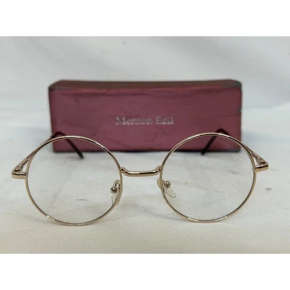 Menton‎ Ezil Gold Rim Round Clear Non Prescribe Glasses