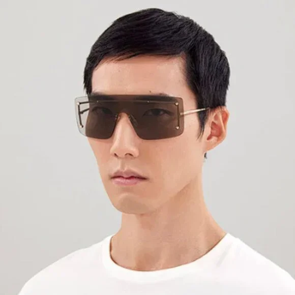 NEW AM0412S 002 ALEXANDER MCQUEEN SHIELD UNISEX SUNGLASSES