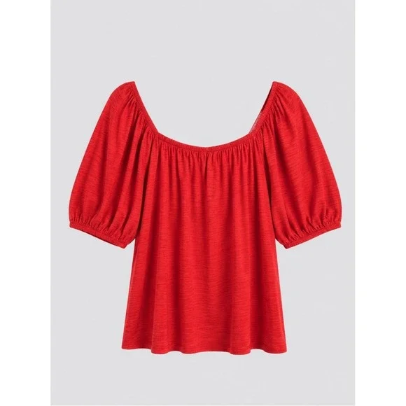 Old Navy Womens Peasant Top Large Cottage Bohemian Prairie Coastal Beachy Red