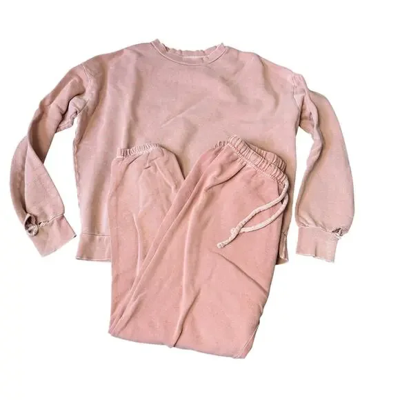 Goodlife Sweatpants Set Venice Terry Women's S 100% Cotton Pink Vintage Wash