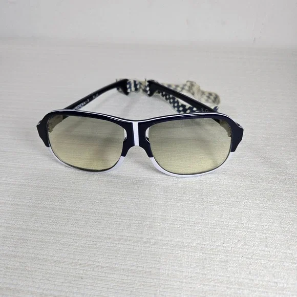 Vtg Hudson Sporting Optics Sunglasses Blue White Checkered Strap Aviator BJ3