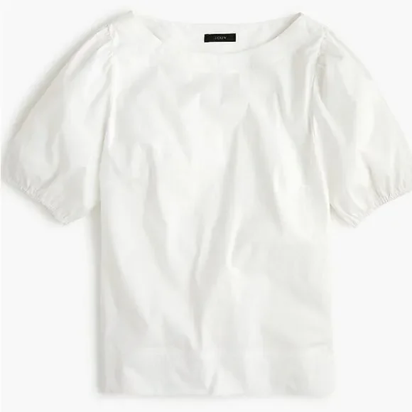 J Crew Puff Sleeve Top White 100% Cotton