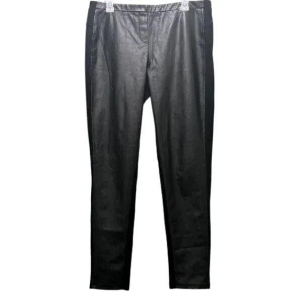 Women Black Faux Leather Pants Size LP