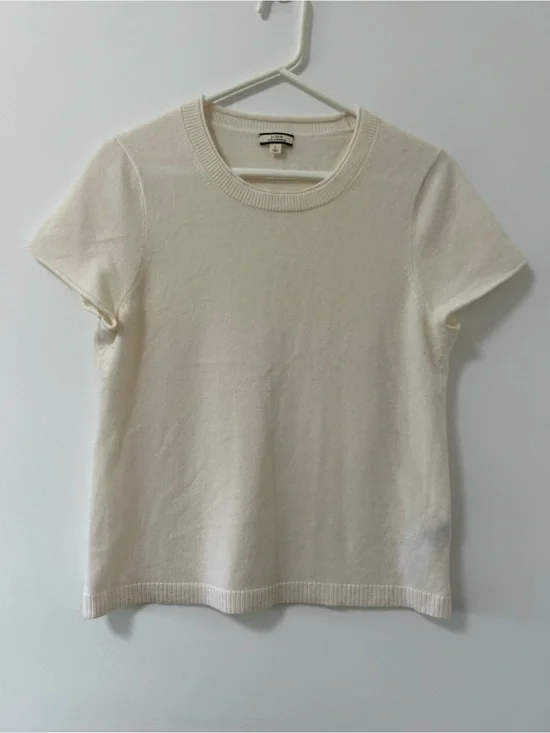 J. Crew Cream Short-Sleeve Crewneck Sweater