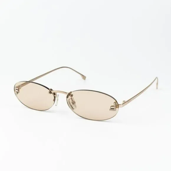 Fendi FIRST CRYSTAL Men Sunglasses Rose Brown Oval FE4075US 28Y NEW AUTHENTIC
