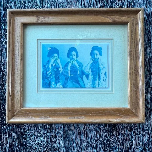 See No Evil, Hear No Evil, Speak No Evil monochromatic framed
