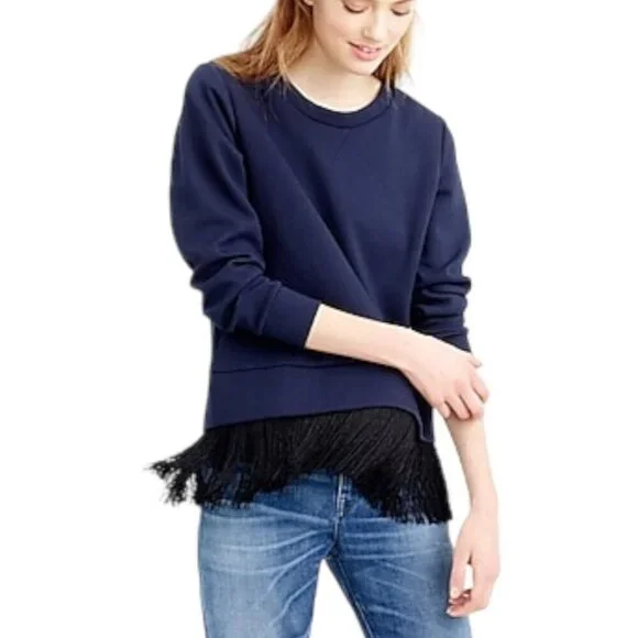 J. Crew sweatshirt with fringe hem, Size XXS