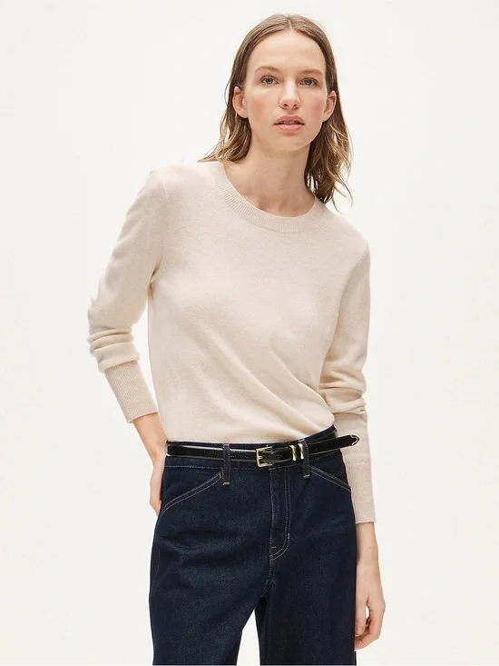 J. Crew Cashmere classic-fit crewneck sweater Heather Natural Cream Size Medium