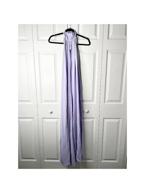 SFIZIO Lavender Purple Halter Sleeveless Wide Leg Scarf Jumpsuit Women's Size 6