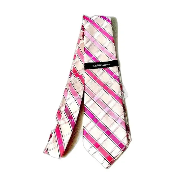 Croft & Barrow Pink Neon Plaid Men's Tie