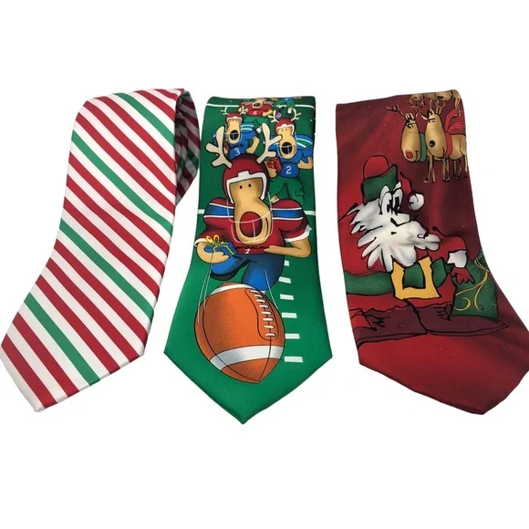 Lot Of 3 Christmas Novelty Ties Holiday Traditions Hallmark/NOEL/Merry Neck Ties