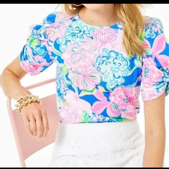 Lilly Pulitzer Elisabette Top Puff Sleev
