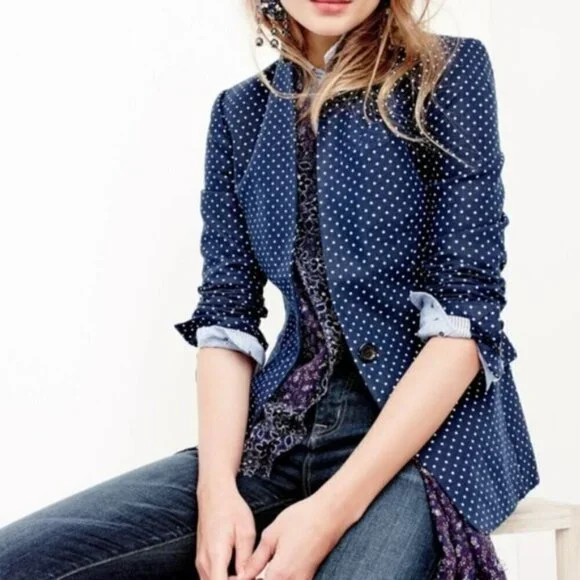 J. Crew Blazer Polka Dot Navy Blue size 00