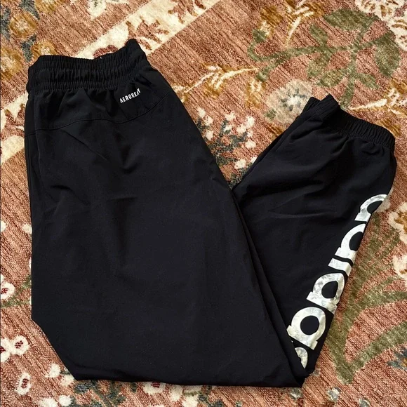 adidas Black Track Pants with White Logo