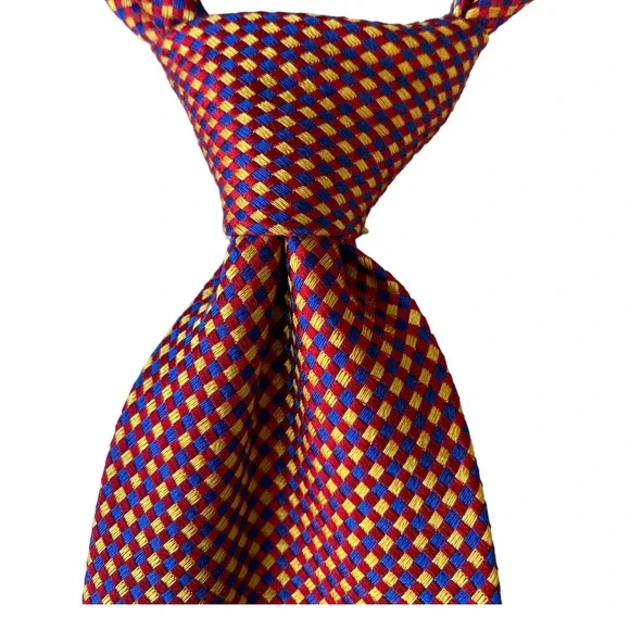 Nino Ferretti 100% Silk Tie Made in Italy Gorgeous Red Blue Yellow-Gold 59'x4