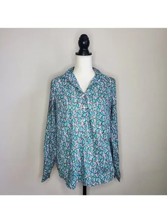 J.Crew Foliage Print Long Sleeve Blouse 8