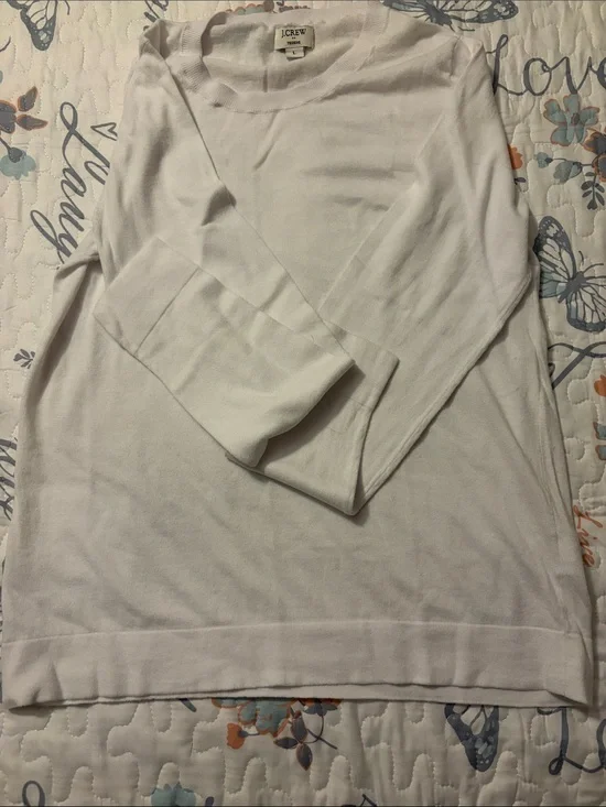 J. Crew Teddie White Lightweight Crewneck Top(never worn)