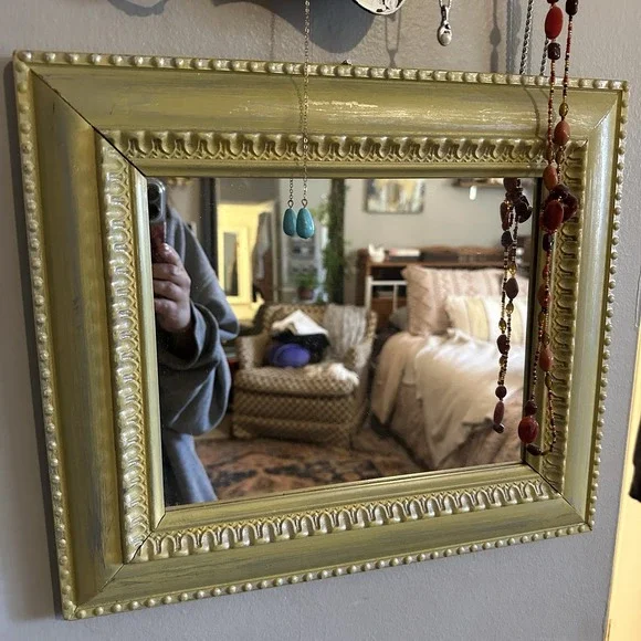 Vintage Wooden Refinished Framed Mirror Bohemian Cottage Core‎