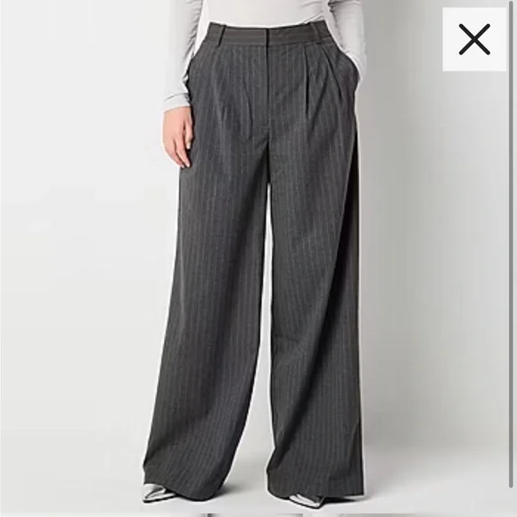 Worthington Gray Wide Leg Pants High Waisted
