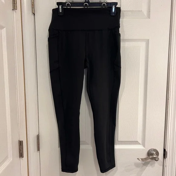 RBX Womens‎ High Waist Active Leggings with Side Pockets Black Size Large