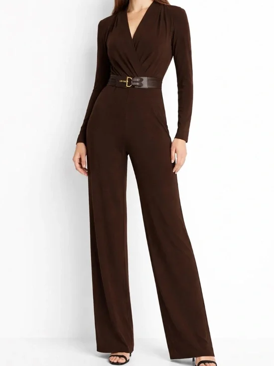 Lauren Ralph Lauren - Belted Surplice Jersey‎ Jumpsuit