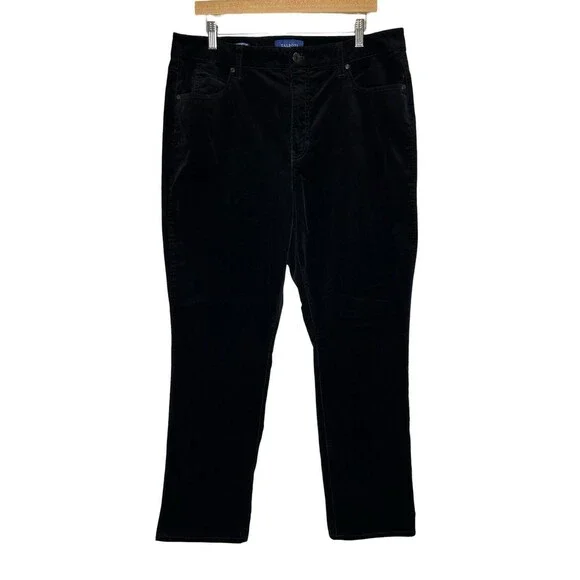 Talbots Straight Leg Corduroy Pants Black Size16 High Rise Curvy Fit Soft EUC