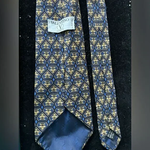 Valentino dress suit tie yellow blue abstract accessories necktie neck piece y2k