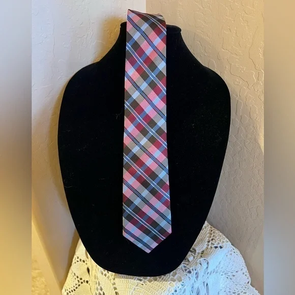 Buffalo David Bitton Mens Plaid Silk Skinny Tie