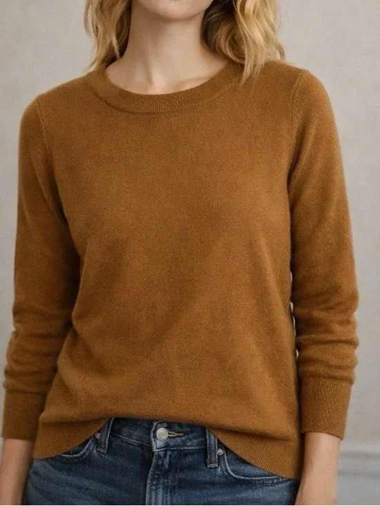 J. Crew Wool Women's Tan Crew Neck Sweater