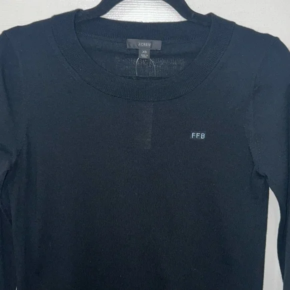 J.Crew Crewneck Black Sweater 100% Wool new with tag Size X-Small