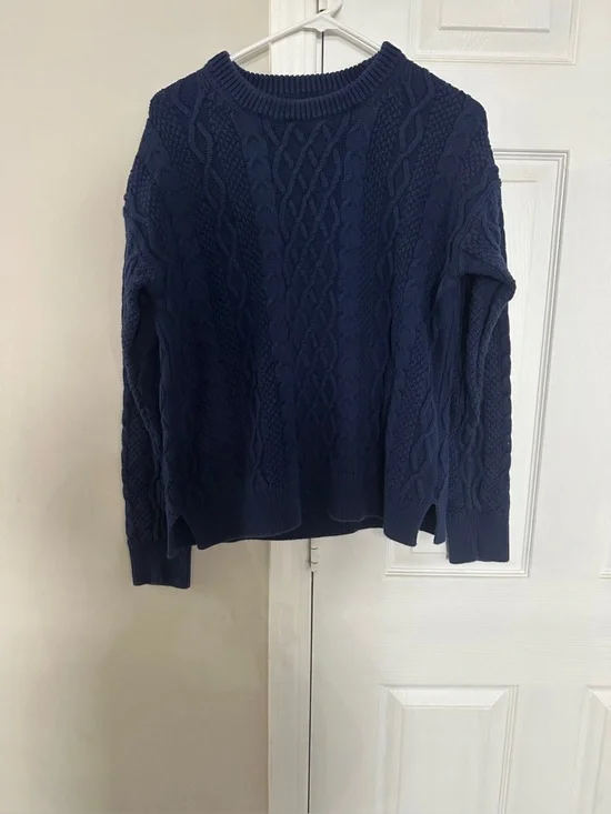 J. Crew Navy Ribbed Crewneck Sweater