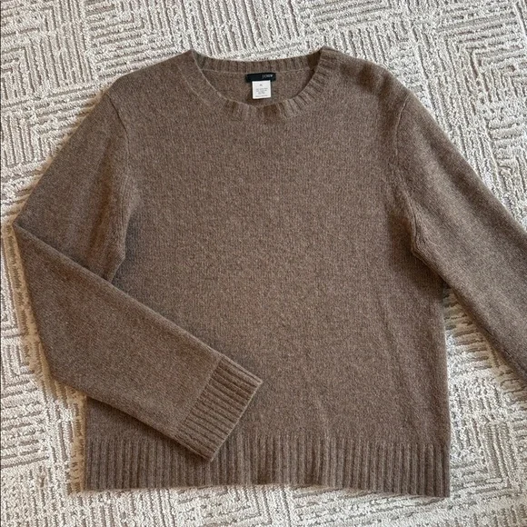 J. Crew Tan Lambs Wool Rabbit Hair Blend Crewneck Sweater