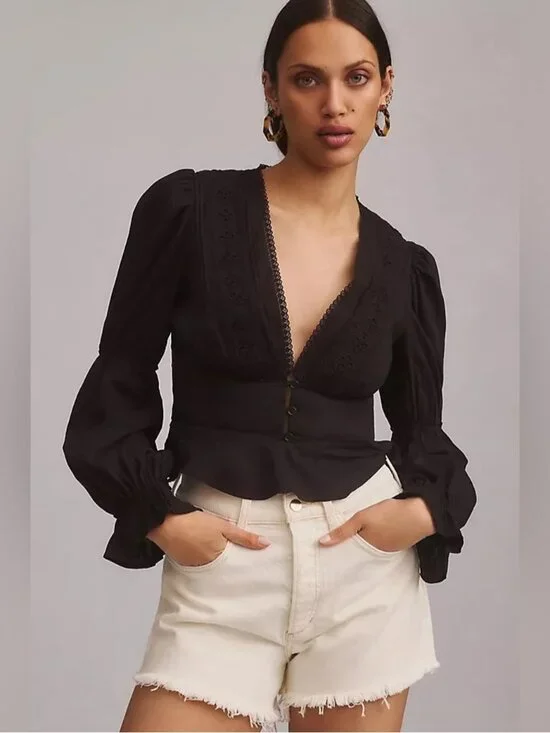 Reformation black Meadowlark Top xs 0