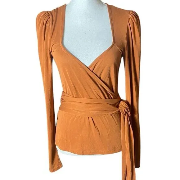 Free People Womens Terracotta Wrap Front Top Medium