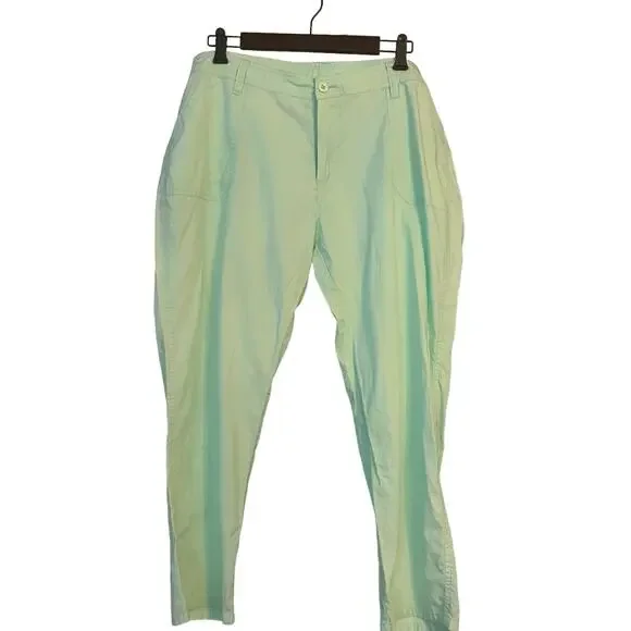 Garnet Hill Green Summer Pants 100% Cotton Preppy Golf Womans 12