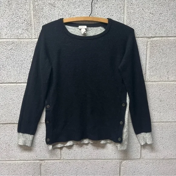 J. Crew Wool Blend Two Tone Side Button Sweater